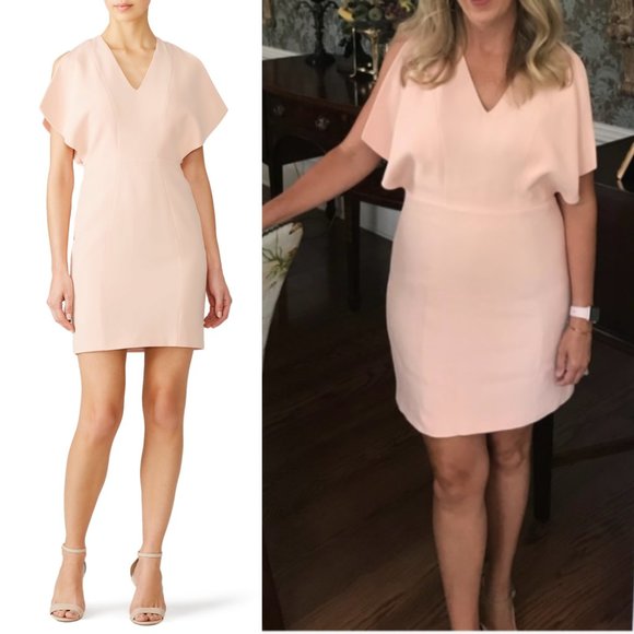 Genny Dress Womens Size 8 V Neck Mini Cocktail Party Medium Pink Nude ITALY $975 - Picture 1 of 10